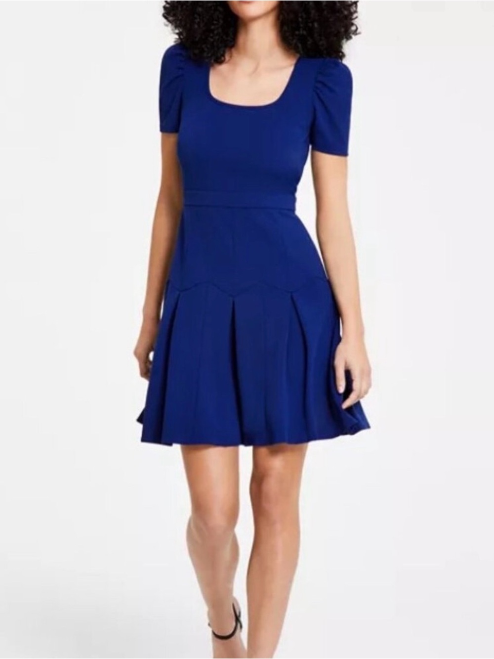 Karl Lagerfeld Cobalt Square-Neck Fit & Flare Mini Dress